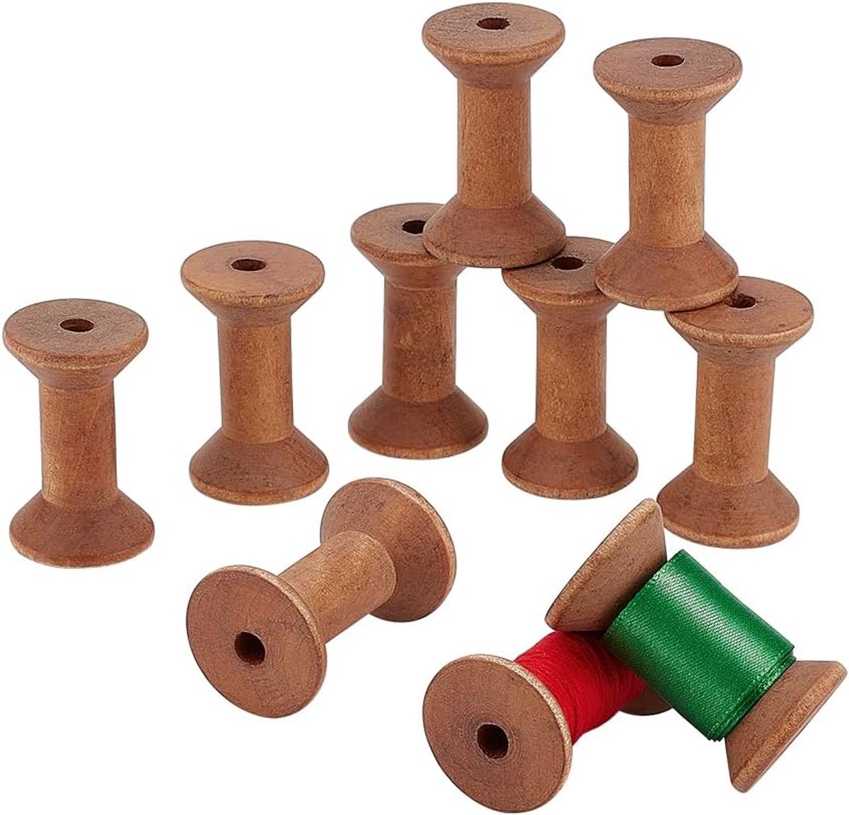 PandaHall 10 stuks houten spoel, lege draadspoel voor naaien en borduren, van hout, linten voor het weven van textielgaren voor handwerk en ornamenten, 5 cm
