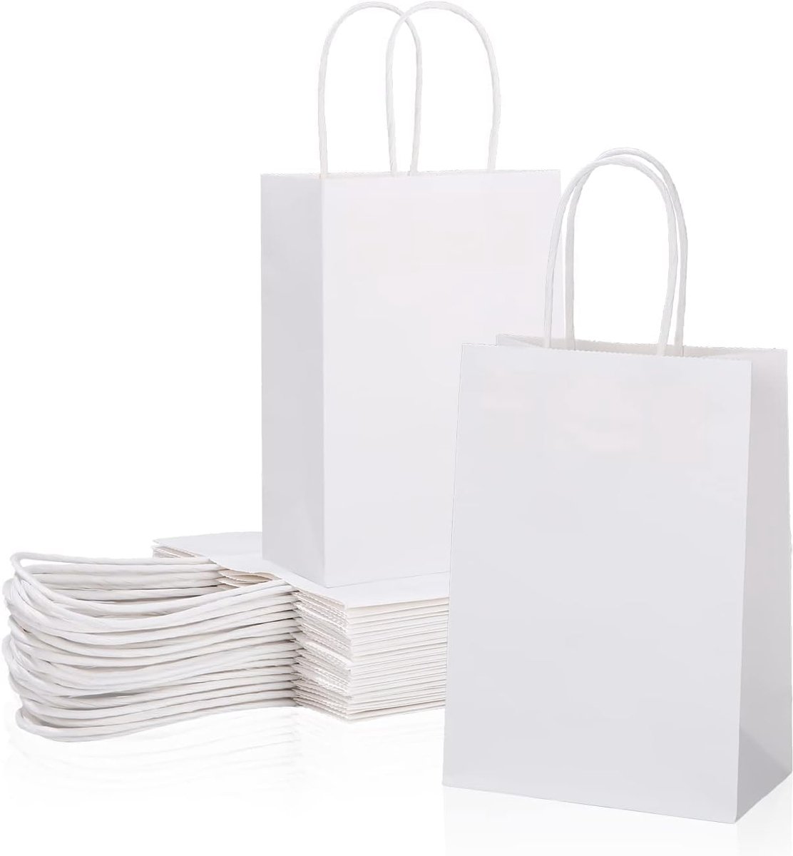 Tote Bags 25 Stuks - Wit - 18x8x22cm - Papieren Tassen met Handvat - Ideaal voor Cadeaus - SnelShoppen