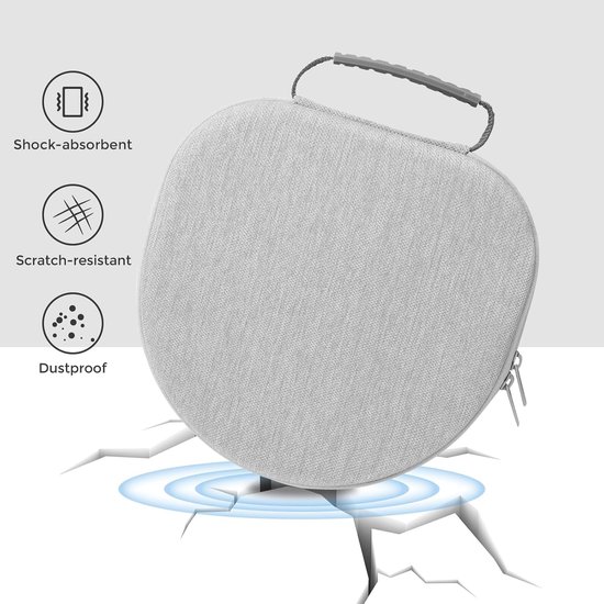 Reishoofdtelefoonhoes voor Nieuwe AirPods Max, Hardshell Koffer met Gaasvak, Case voor AirPods Max en Andere Accessoires -Grijs — afbeelding 2