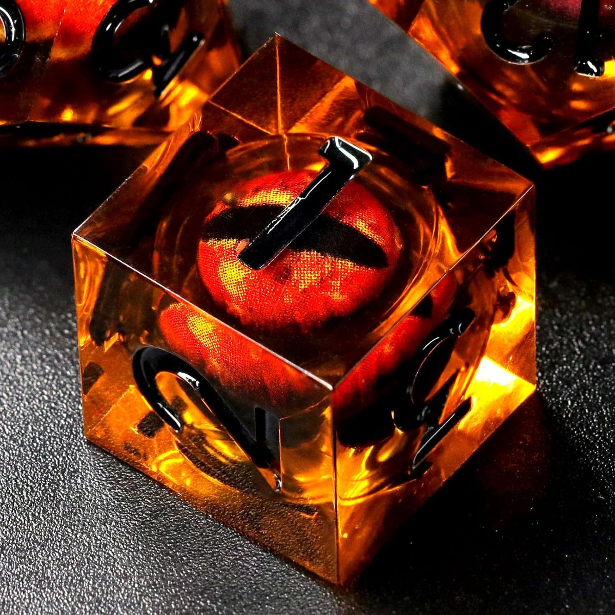 DND dobbelstenen set beweegbare drakenoog hars dungeons en dragons dobbelstenen, 7 stuks, polyedrische DND-dobbelstenen, speeldobbelstenen met geschenkdoos, DND dobbelstenen set (drakenoog