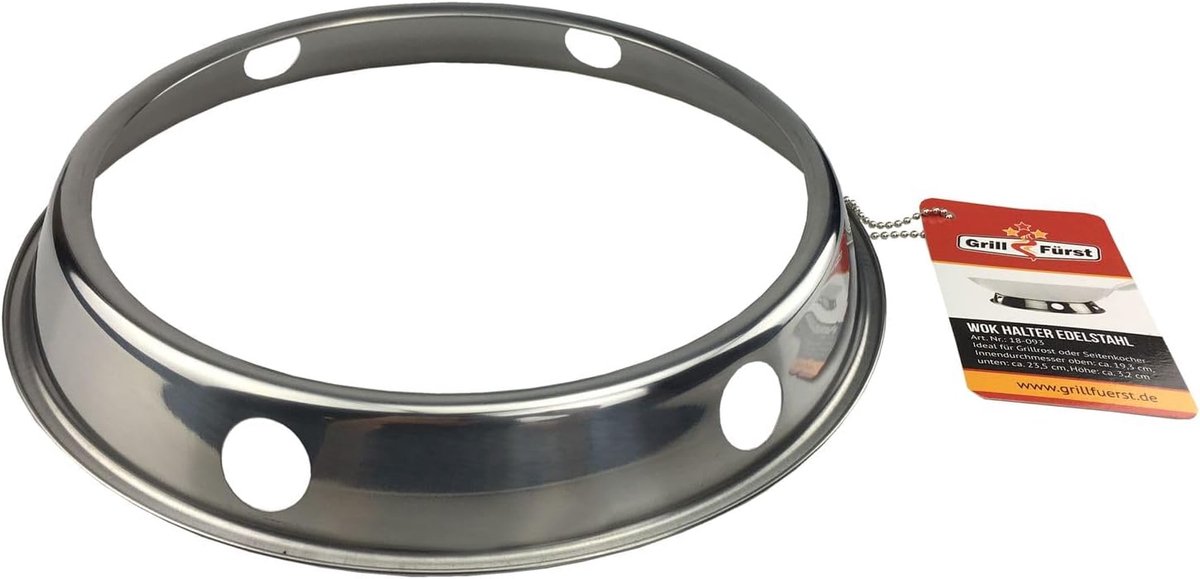 Wok-ring voor zijkooktoestel, stabiel roestvrijstalen wokopzetstuk voor gasgrill en zijbrander, perfect voor Aziatische wokgerechten en barbecue