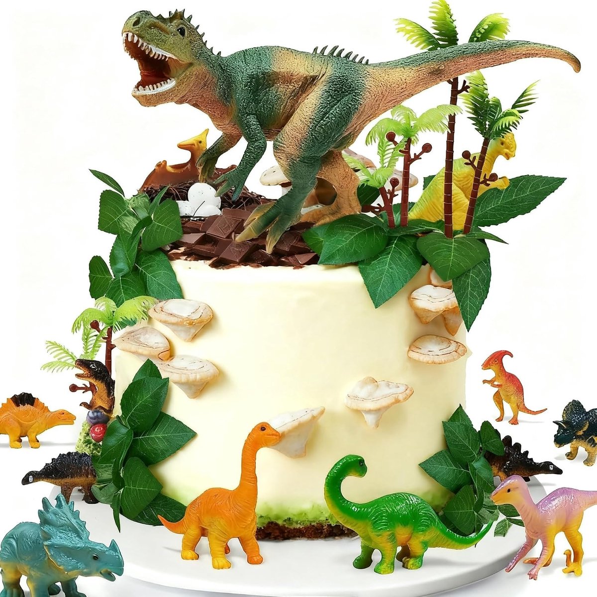 26 stuks taartdecoratie dinosaurusset, dino taartdecoratie, dinosaurus taartdecoratie, taarttopper dinosaurus, dino verjaardagsdecoratie, jungle taartdecoratie jongen