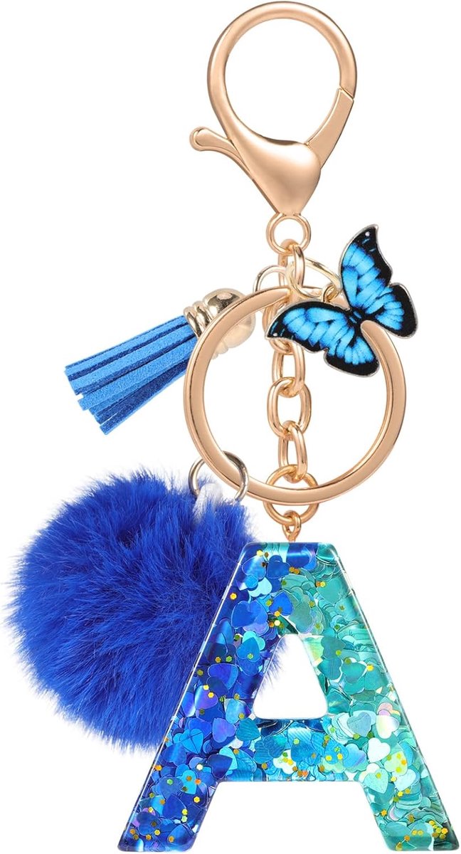 Sleutelhanger met initiële letter, blauw