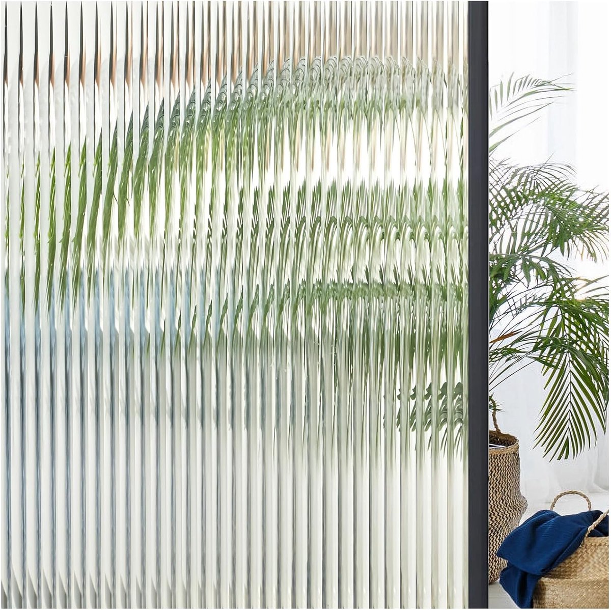 Raamfolie ondoorzichtig 44,5 x 200 cm - zelfklevend - rietglas-effect - privacy voor thuis en kantoor - SnelShoppen