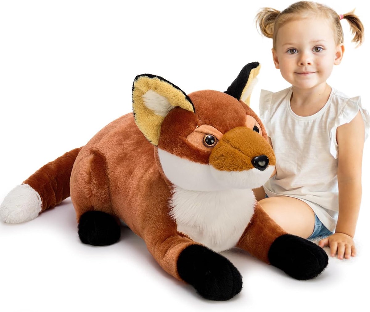 Vos, pluche, oranje, 76 cm, vos, pluche dier, groot, zacht, schattig, vos, teddy, kawaii, Valentijnsdagcadeaus voor kinderen, meisjes, vriendin, moeder, verjaardag, Kerstmis