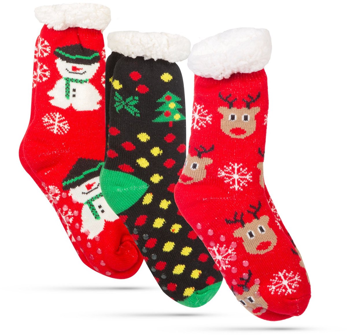 Kerstsokken - antislip, volwassenmaat - 3 soorten patronen 1 Stuks [58651]