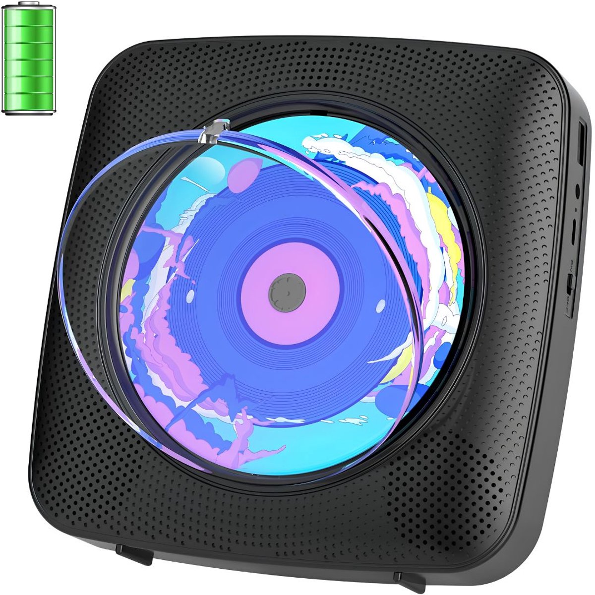 NIVA® CD Speler Draagbare - Draagbare CD Speler met Bluetooth – Compacte CD Speler voor Thuis en Onderweg - Zwart - 24cm x 22cm x 6cm