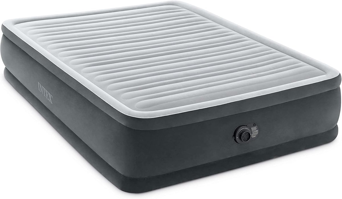 Luxe Luchtbed 152x203x46cm met Ingebouwde Pomp - Grijs