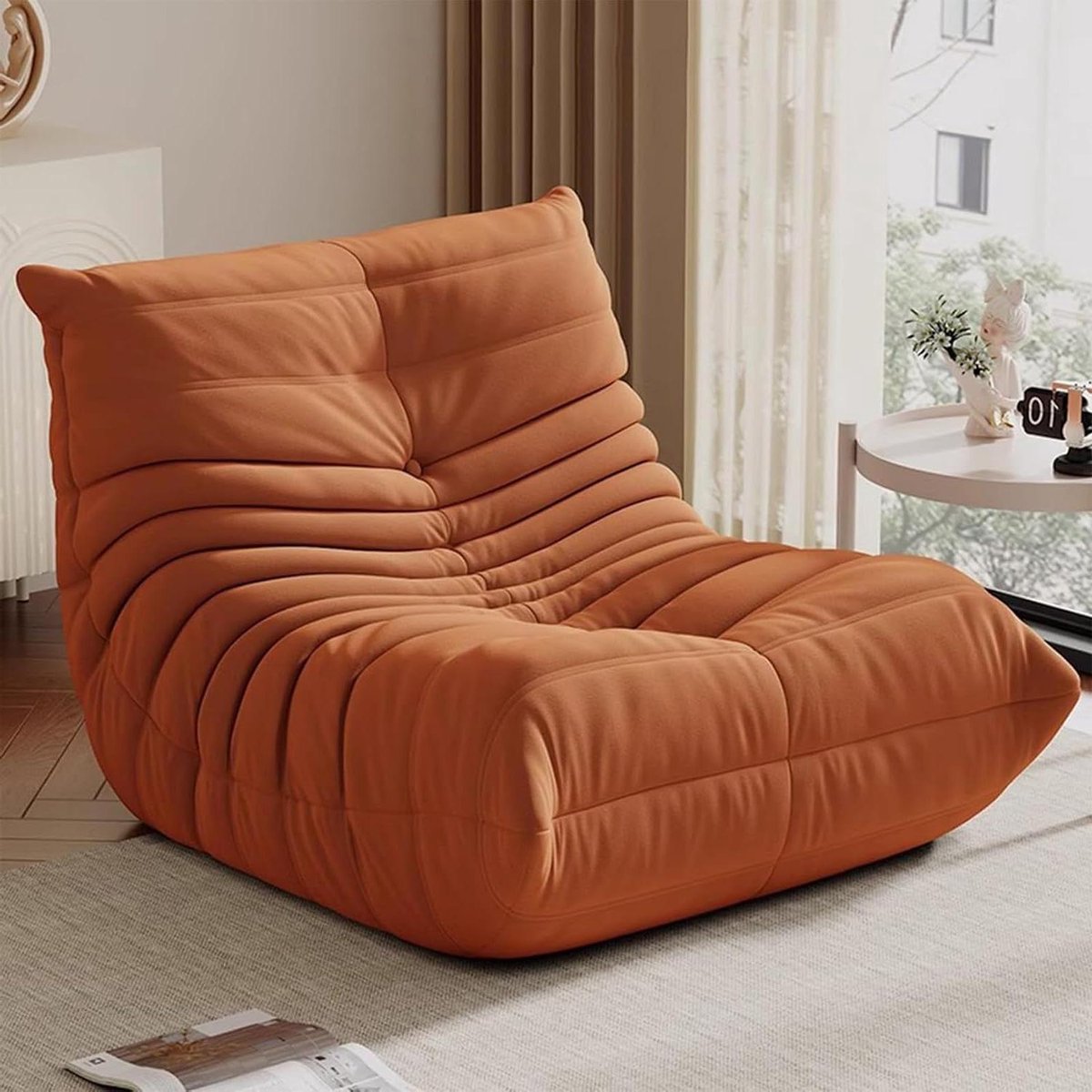 Multifunctionele Zitzak - Vloerbank Luie Stoel - Ontspannen Lezen - Ergonomisch Ontwerp - 68 x 92 x 80 cm - Bruin