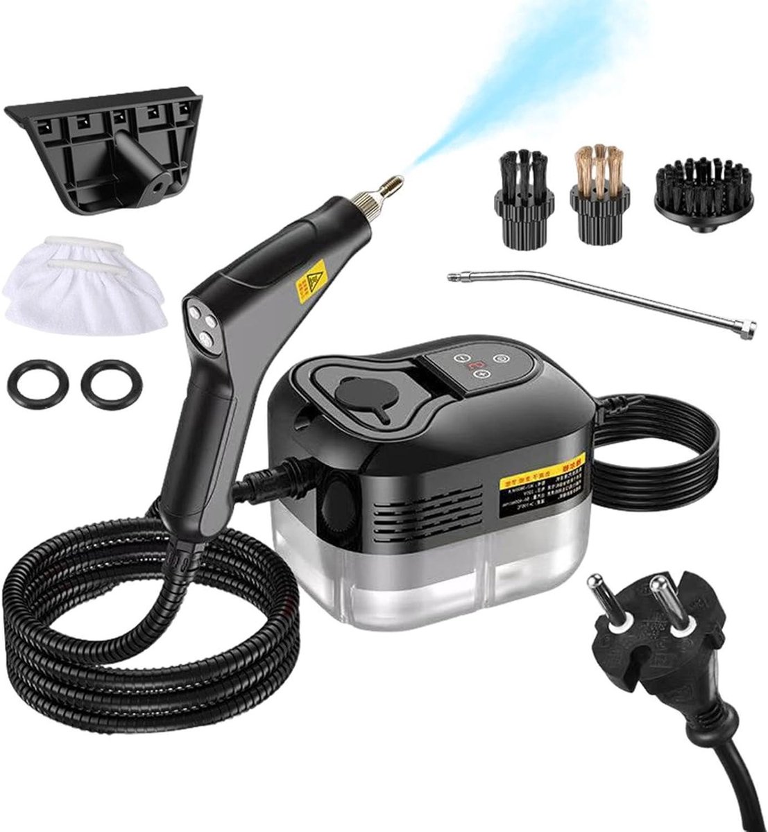 Stoomreiniger Huishoudelijk - Draagbare Reiniger - Grondig Schoonmaken - Instelbare Kracht 6 Standen - 2500 W - Zwart