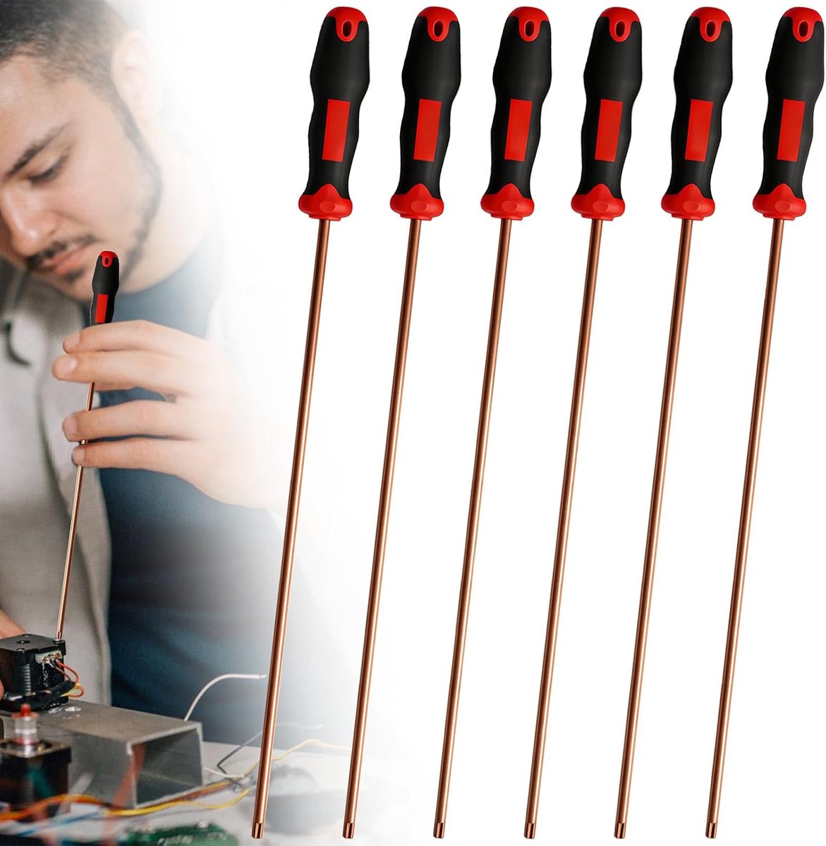 Schroevendraaierset 6-delig Extra Lang - S2 Gereedschapstaal - Magnetische Punt - SnelShoppen