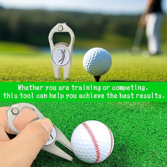 Golf pitch fork - dubbele vork - met magnetische balmarker - snel repareren van balmerken - SnelShoppen van GOLF — afbeelding 3
