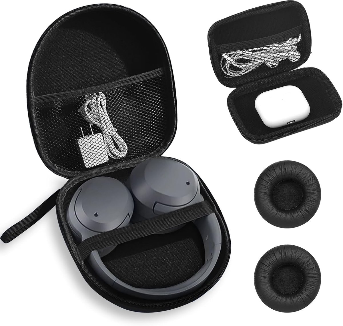 Hoofdtelefoon Case - Universele Hard Case - Inclusief kleine en extra cases - Bescherming voor je koptelefoon - SnelShoppen