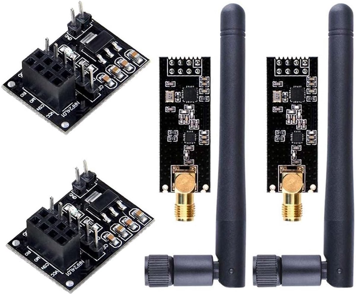 SnelShoppen - Draadloze transceiver ontvanger 2 sets NRF24L01+PA+LNA RF Module met SMA antenne 2.4GHz 1100m + NRF24L01 Regulator + Bord Draadloos Comm