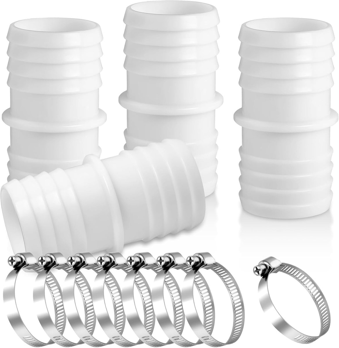 Hose connectors 32-38mm - kunststof met RVS klemmen - waterdichte aansluiting - ideaal voor zwembad en wasmachine - SnelShoppen
