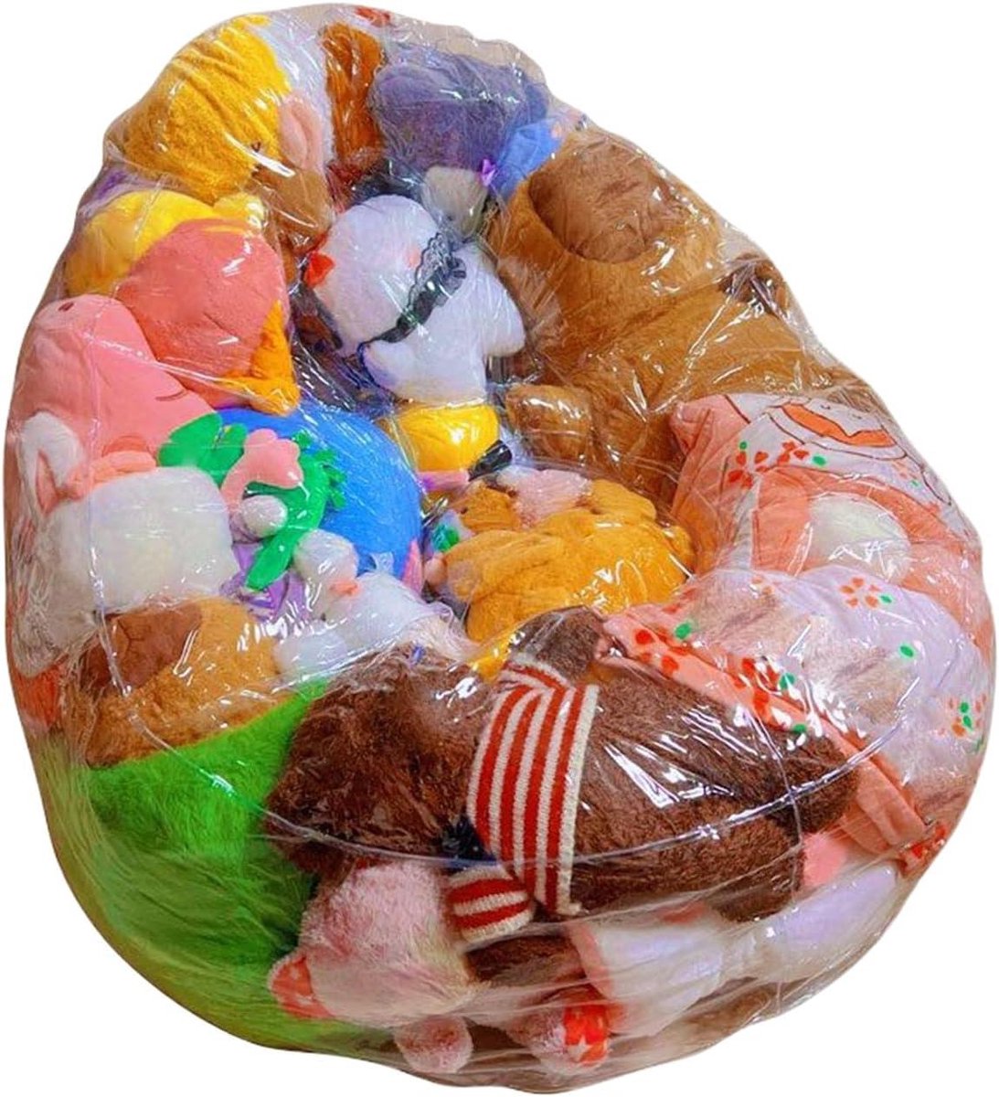 Opberghoes Zitzak - Pluche Opberger - Speelgoed Organiseren - Transparant Kijkvenster - 75 x 75 x 60 cm - Meerkleurig