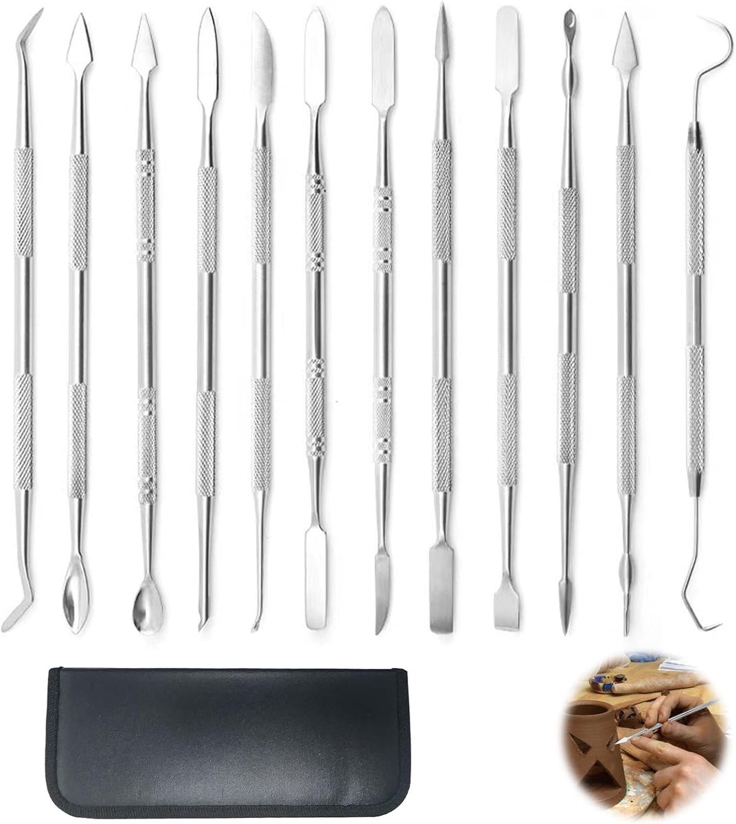 Wax snijgereedschap set 12-delig - roestvrij staal - veelzijdige functies - ideaal voor modelleren - SnelShoppen