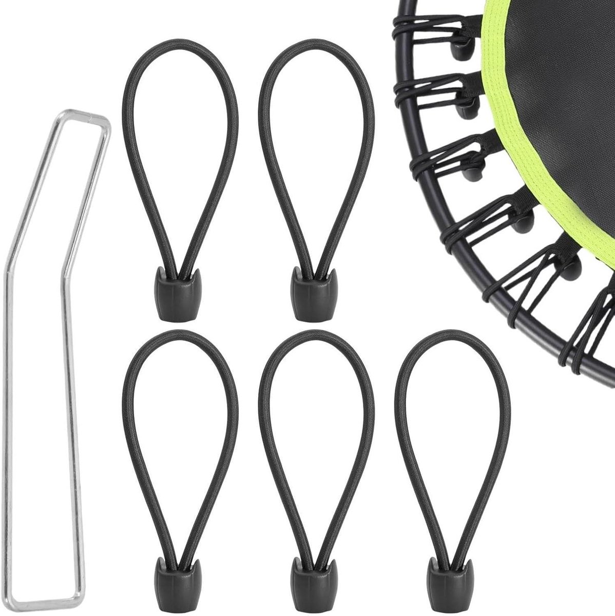 Elastische Spanbanden - Rekkoorden met Bal - Zeilen Bevestigen - Antislip Bal Bevestiging - 8 mm dik - Zwart