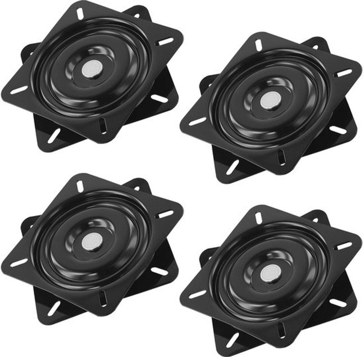 4 stuks draaibare stoelplaat, 16,5 cm, zwart, vierkante draaistoelplaat, voor krukken en stoelen