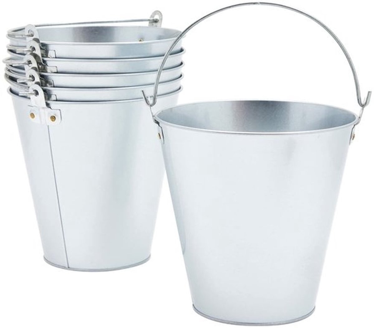 Set van 6 metalen ijsemmers - Verzilverd - Capaciteit 3 liter
