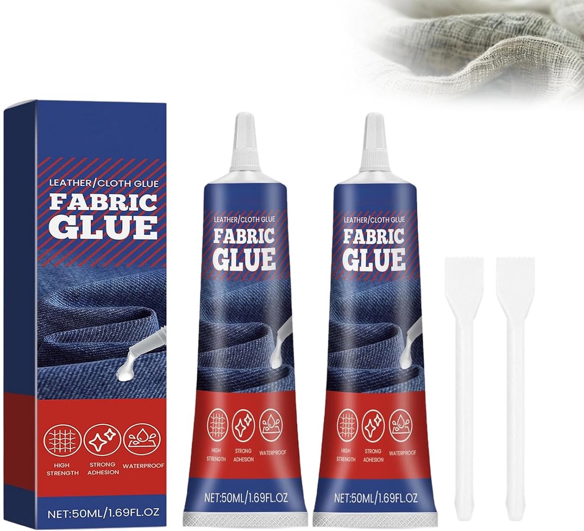 Multifunctionele textiellijm 2x50 ml - flexibel en wasbaar - voor kleding en leer - ideaal voor reparaties - ShopVlot