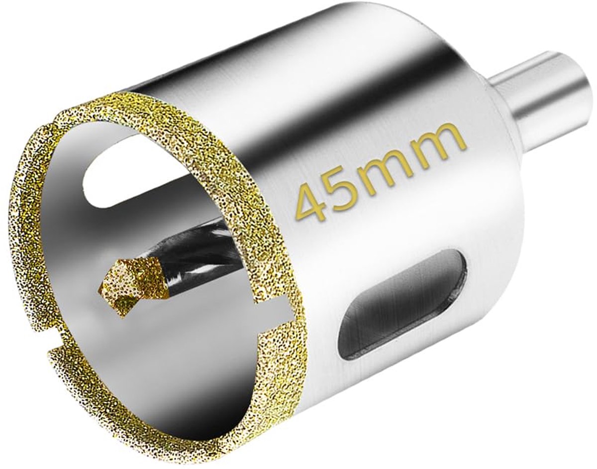 Diamant boorkroon 45mm - met centrumboring - voor glas, tegels, keramiek - nauwkeurig boren - ShopVlot