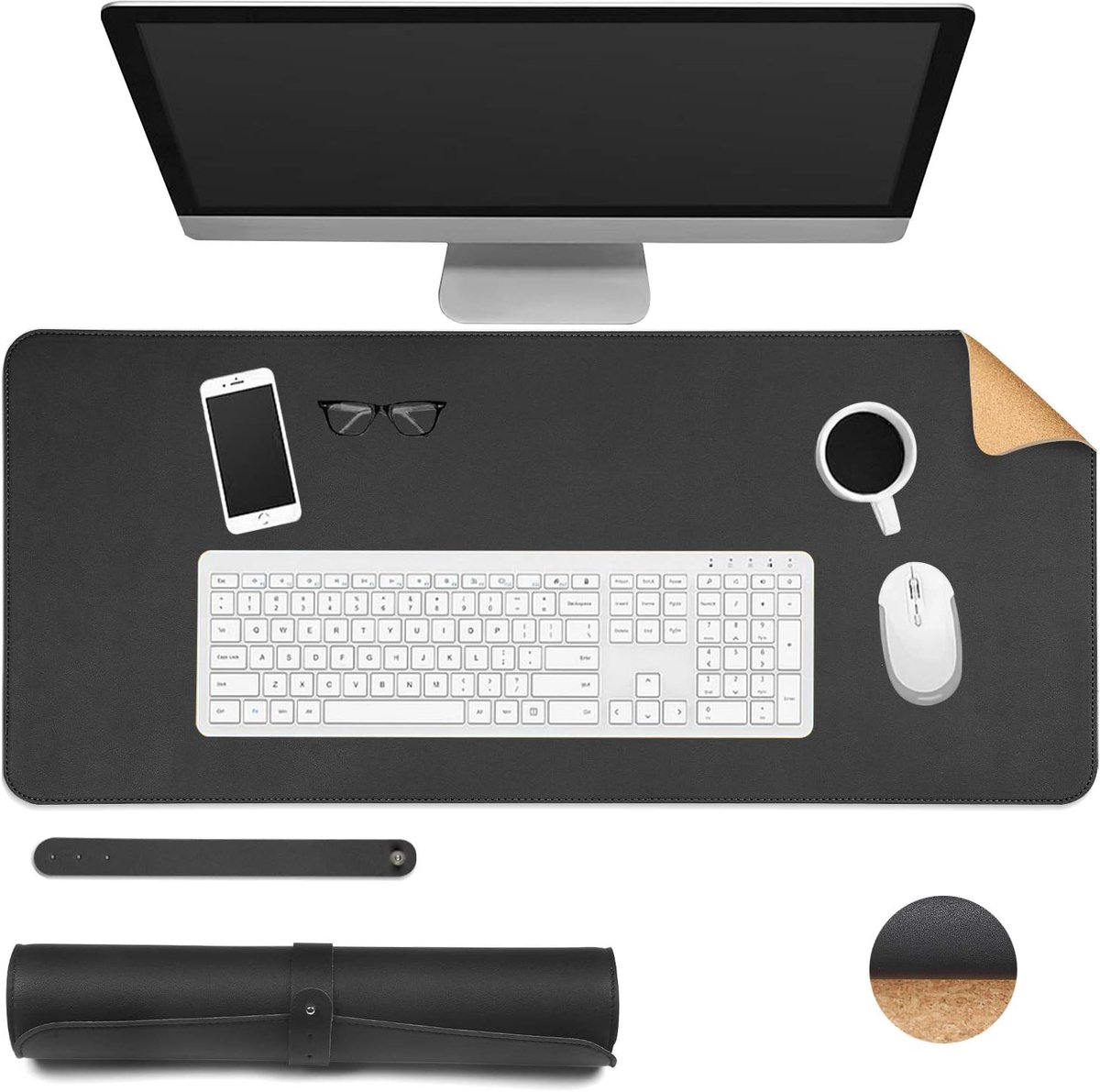 Bureauonderlegger 70 x 30 cm - Dubbelzijdig Korkleer - Waterdicht en Antislip - Comfortabele schrijf- en muismat - ShopVlot