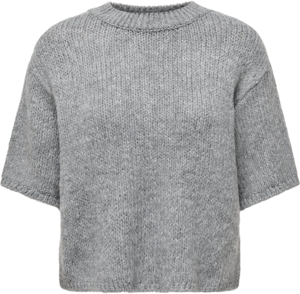 Jacqueline de Yong Trui Jdylinea S/s Pull O-neck Knt Noos 15392709 Medium Grey Melange Dames Maat - M