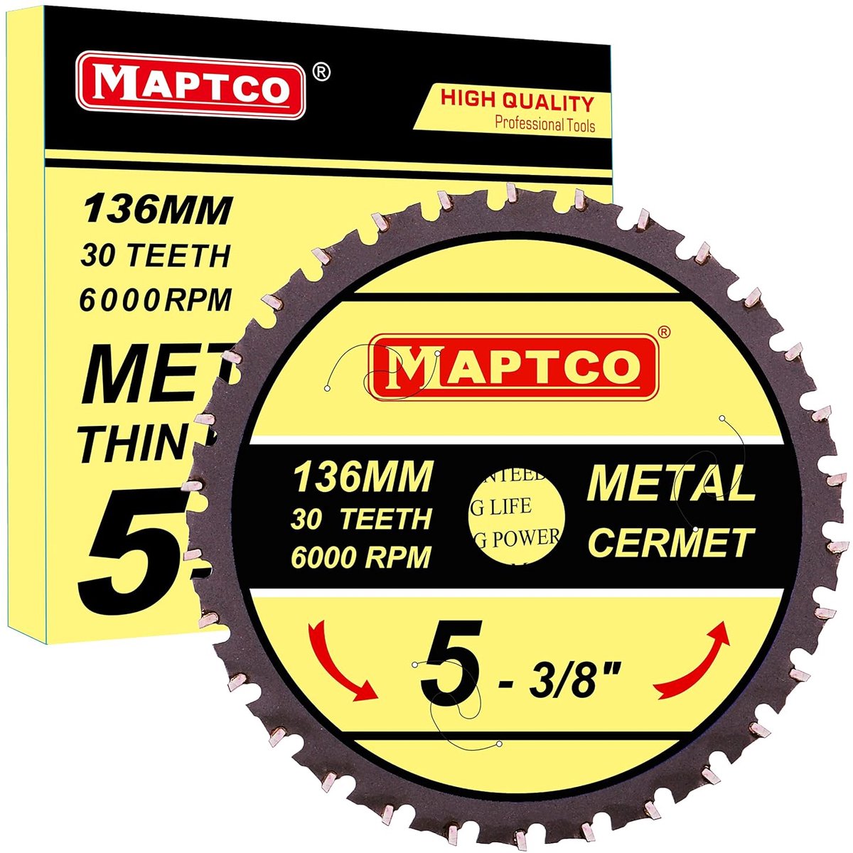 Cirkelzaagblad 5-3/8" (136mm) - 30T Cermet Tips - Arbor 20mm met ringen - Ideaal voor metaalbewerking - ShopVlot
