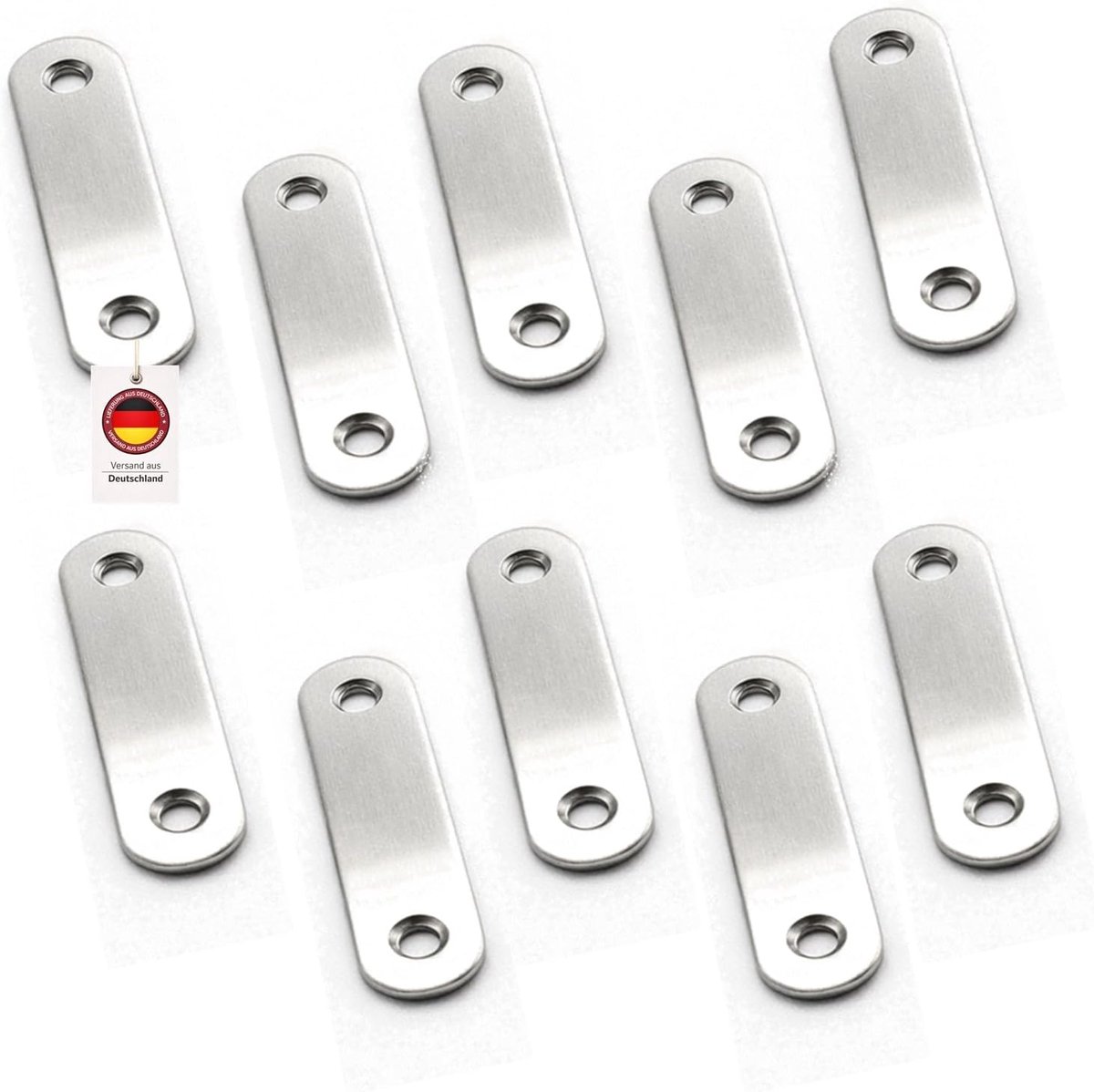 Stainless steel vlakke connectors 60 mm - hoge kwaliteit - 10 stuks - ideaal voor binnen en buiten - ShopVlot