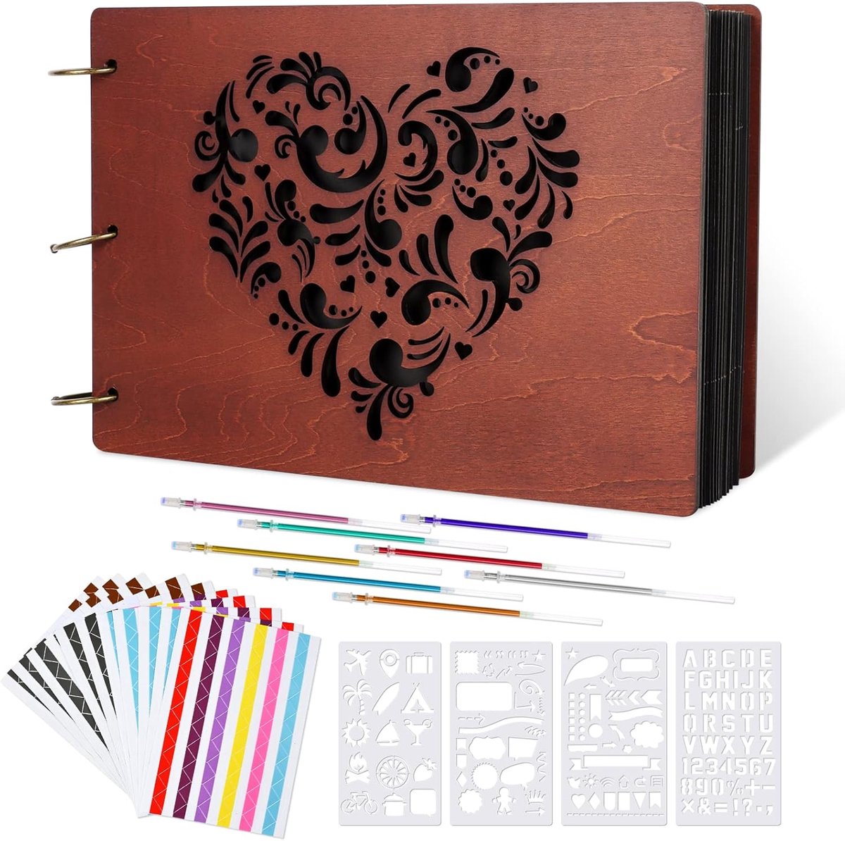 Fotoalbum scrapbook 100 pagina's - houten design - blanco dik karton - perfect voor herinneringen - ShopVlot