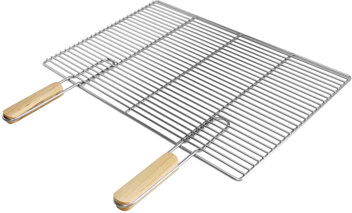 Grillrooster rechthoekig 60x40 cm - afneembare handgrepen - stevig grillrek - ideaal voor buiten grillen - ShopVlot