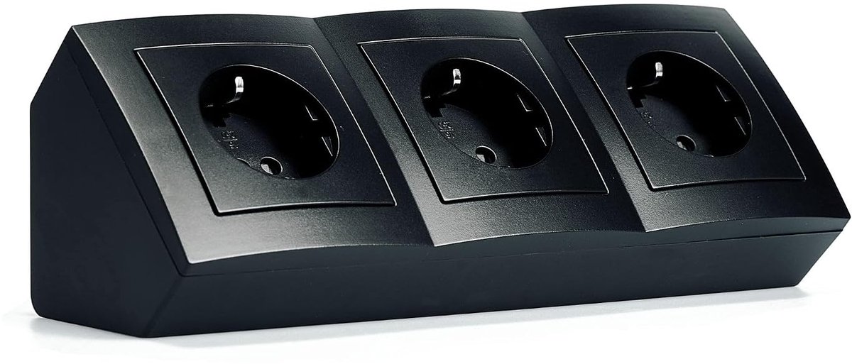 Meubelstopcontact 3-voudig - zwart mat - elegant design - eenvoudig te installeren - ShopVlot