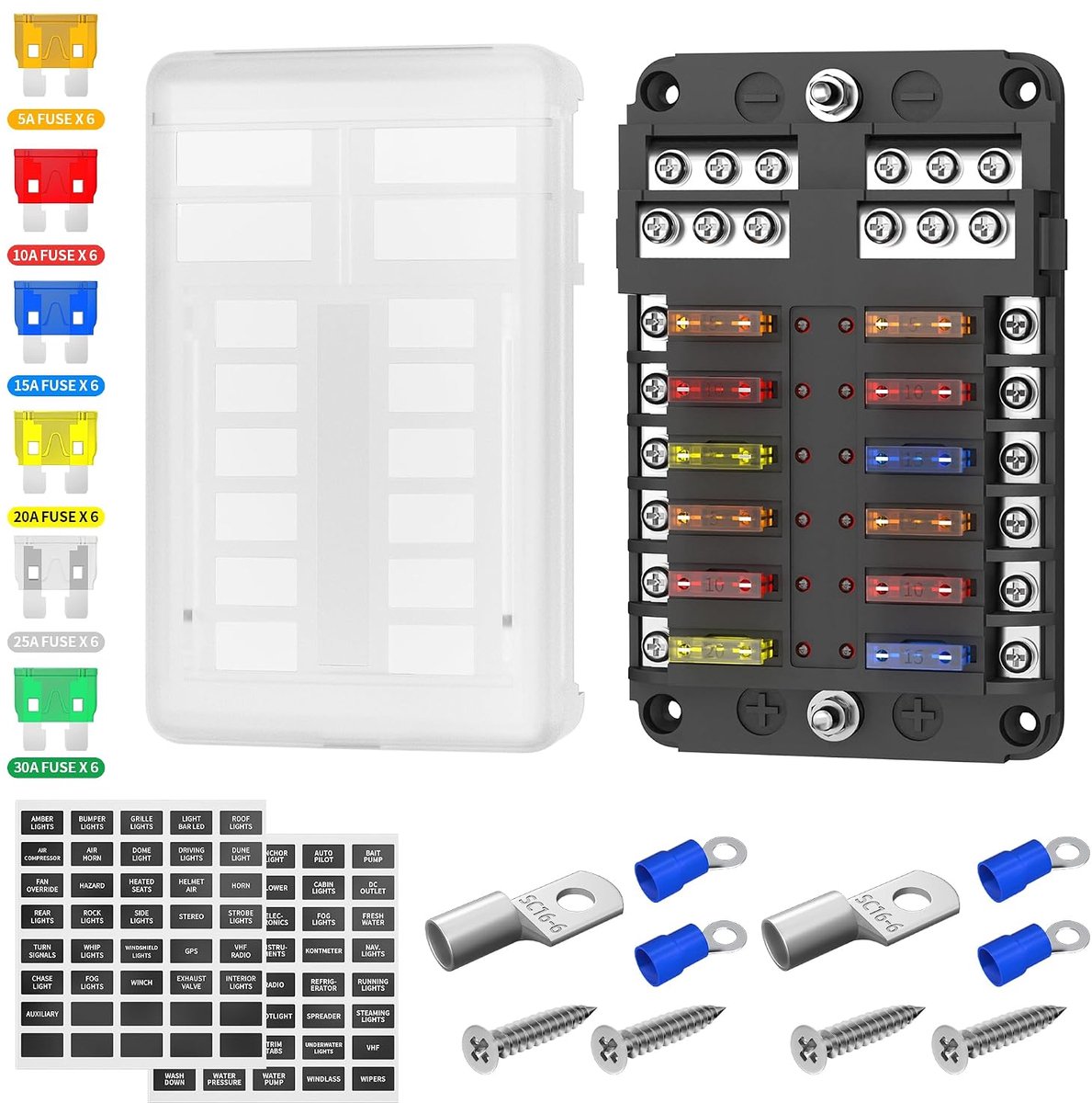 Autofusehouder 12-voudig - Fusebox 12V/24V - LED-indicator - Voor snelle foutdetectie - ShopVlot