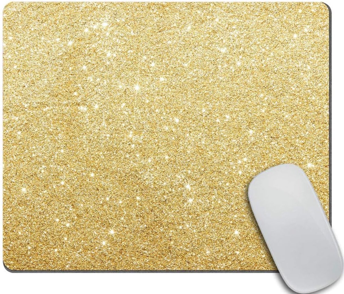 Gaming muismat 9,5 x 7,9 inch - goud glitter - rubber onderzijde - comfortabel voor pols en hand - ShopVlot