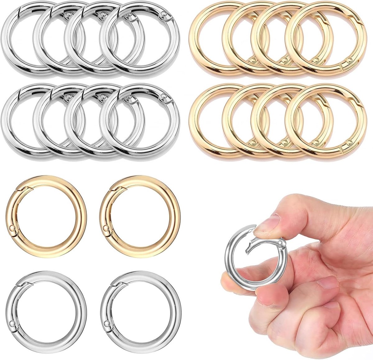 Karabijnhaken 40 mm - Ronde deursluitingen - Veerringsluitingen - Ideaal voor schouderriemen en portemonnees - ShopVlot