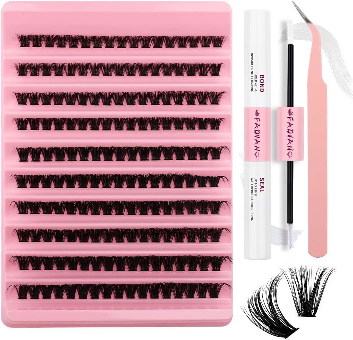 Wimperset individuele valse wimpers - Curve D - 80D bundels 8-16mm - Gemakkelijk aan te brengen - ShopVlot