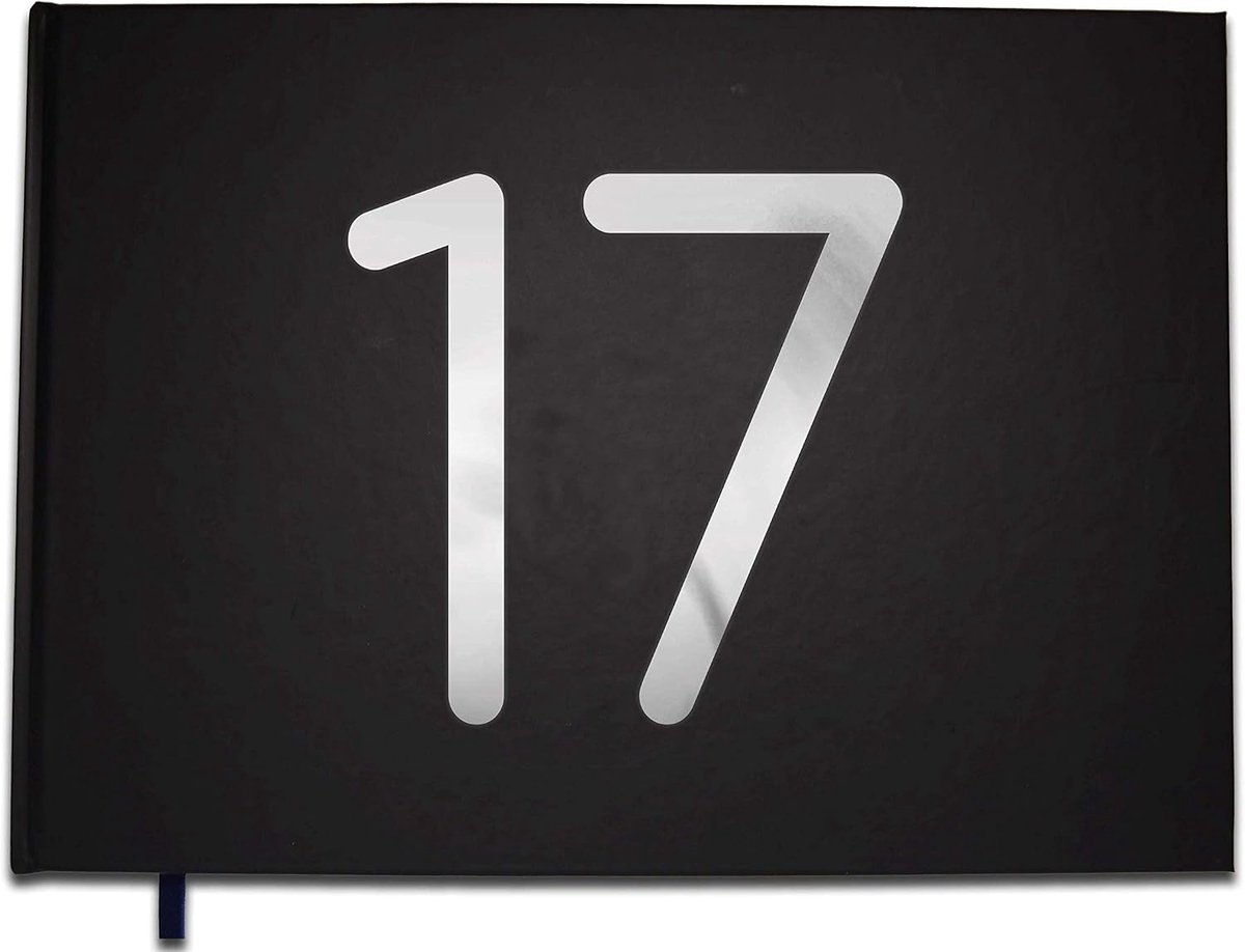 Gastenboek 17 jaar - premium kwaliteit zwart carbon - 100 pagina's - ideale herinneringen vastleggen - ShopVlot