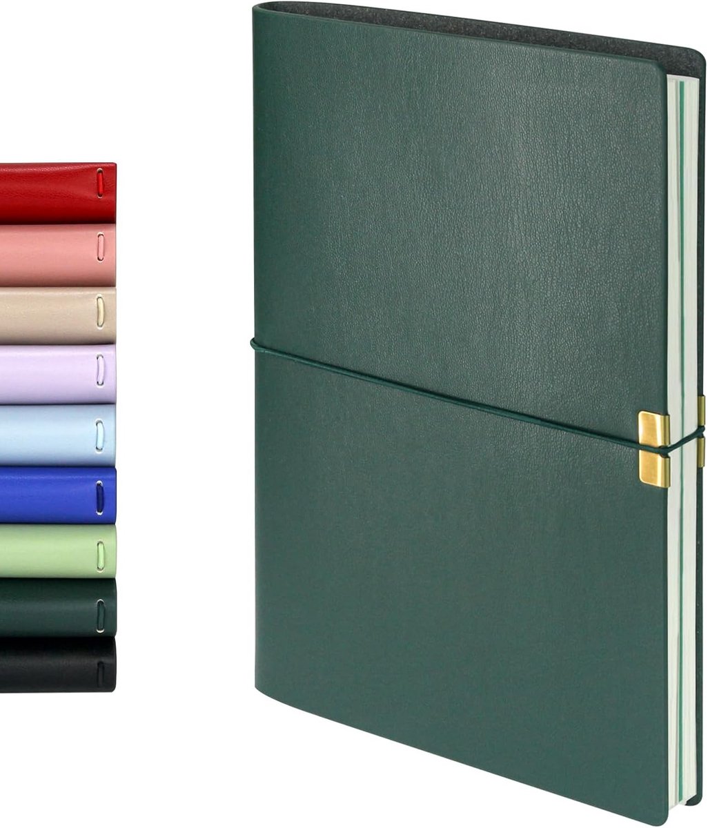 A5 notitieboek - donker groen leer - refillable - ideaal voor reizen - ShopVlot