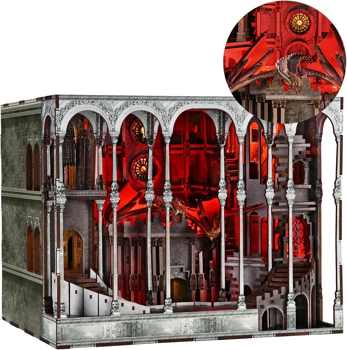 Miniatuur huisje boeknook kit - Houten DIY bouwpakket - Ember Castle - Unieke sfeerverlichting - ShopVlot