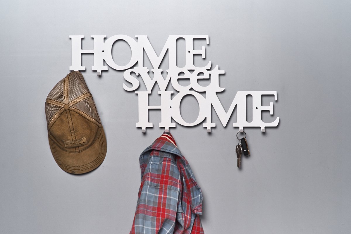 Home Sweet Home #3 Witte Kledinghaak 60cm - Stijlvol en Duurzaam Metaal