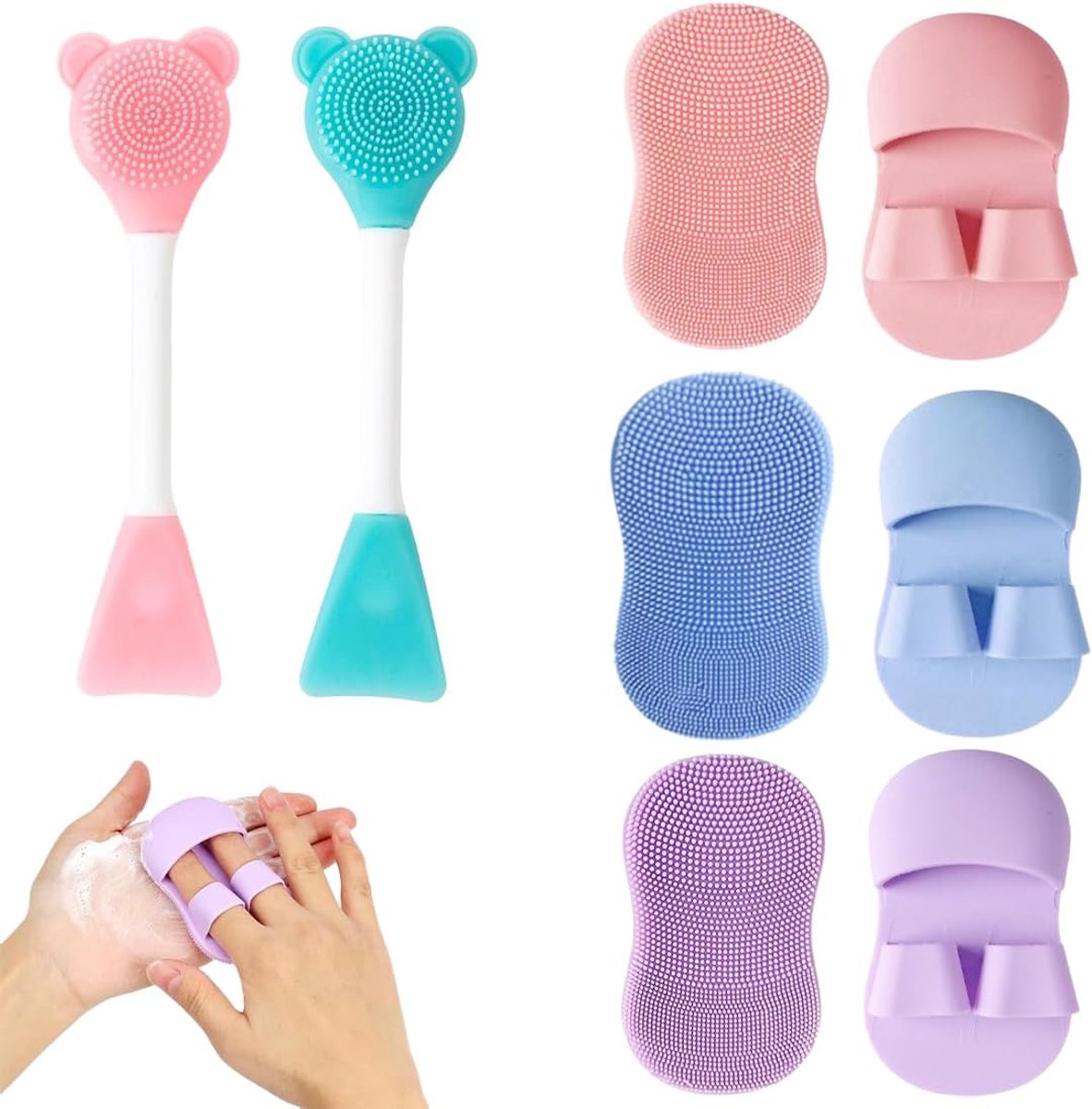 Gezichtreinigingsborstel set 5-delig - Zachte siliconen massageborstels - Voor poriën en mee-eters - ShopVlot