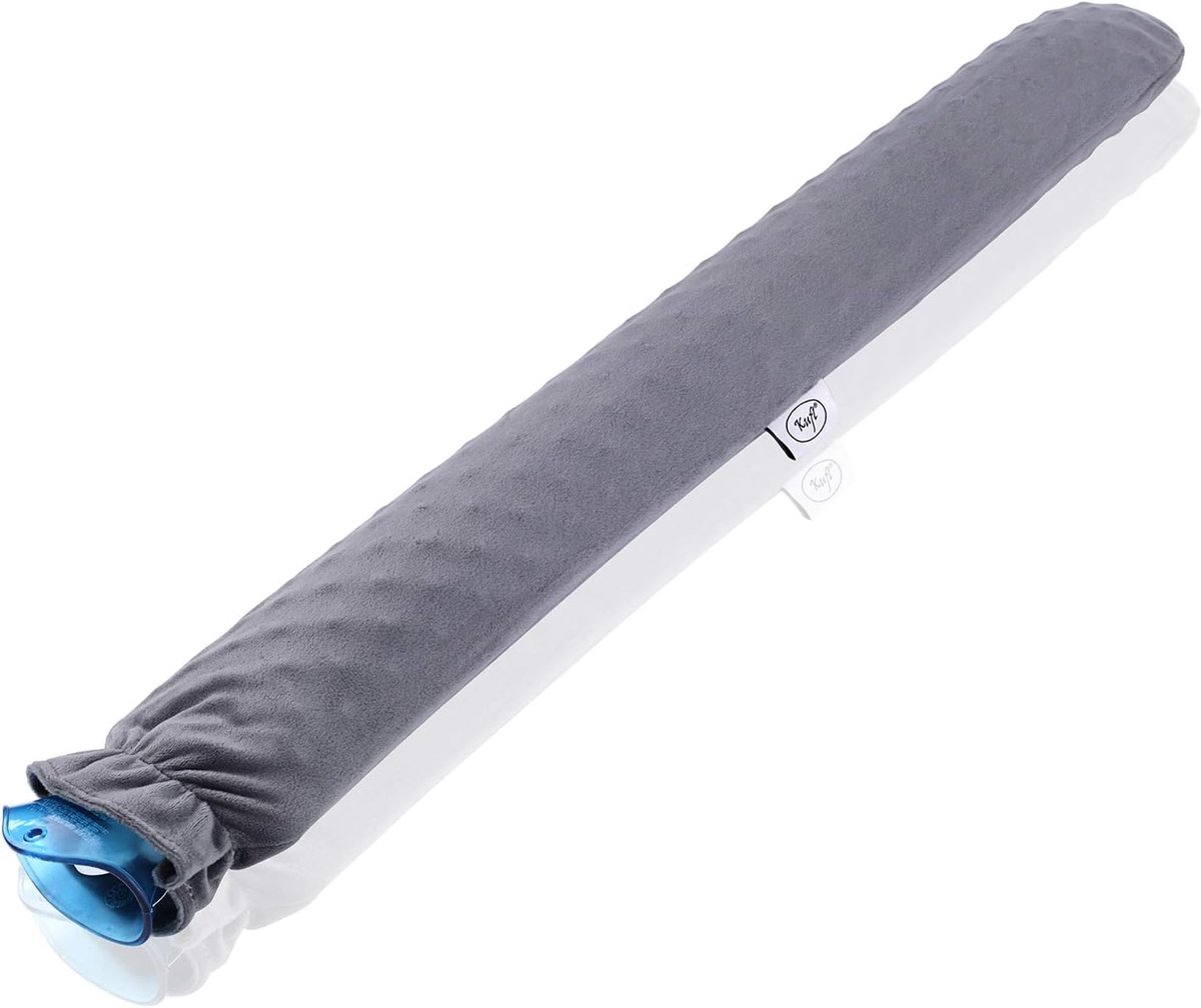 Warmwaterkruik extra lang 80 cm - grijze hoes - voor nek en schouders - heerlijke warmte - ShopVlot