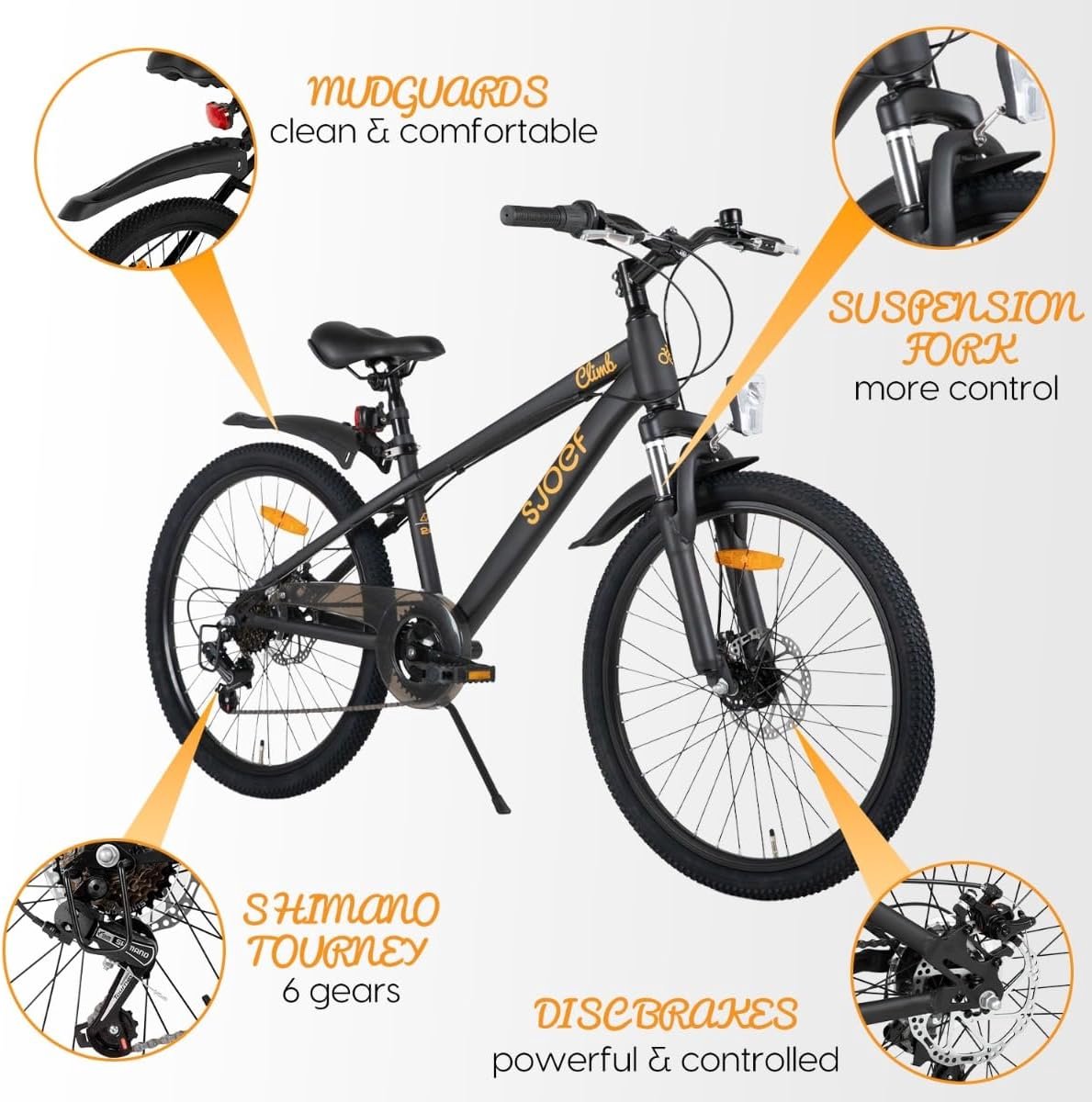 Jongensfiets 24 inch - Mountainbike 6 versnellingen - Schijfremmen - Ideaal voor avontuurlijke ritten - ShopVlot