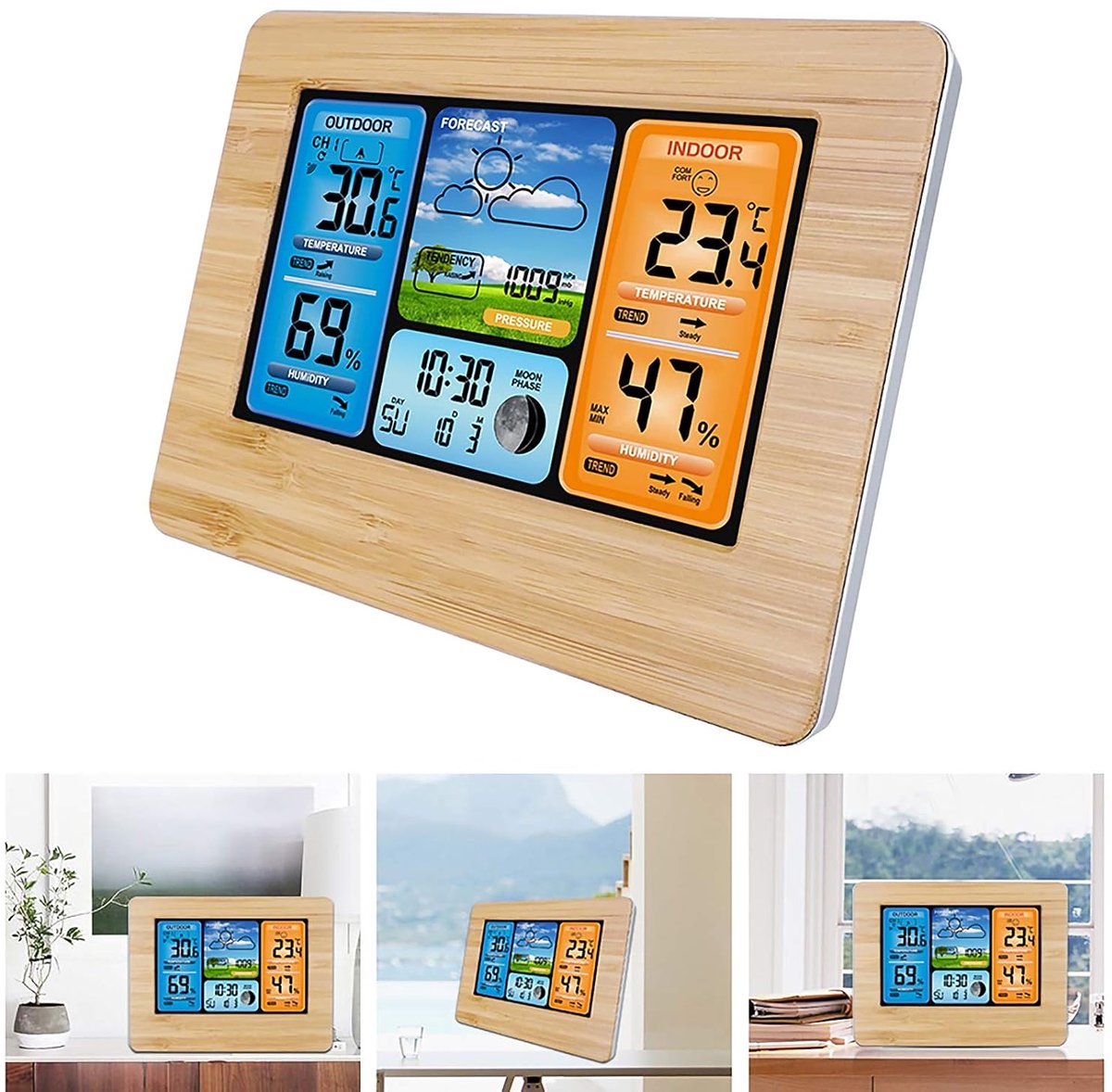 Weerstation digitale kleurvoorspelling - multifunctioneel - temperatuur en luchtvochtigheid - ideaal voor thuis - ShopVlot