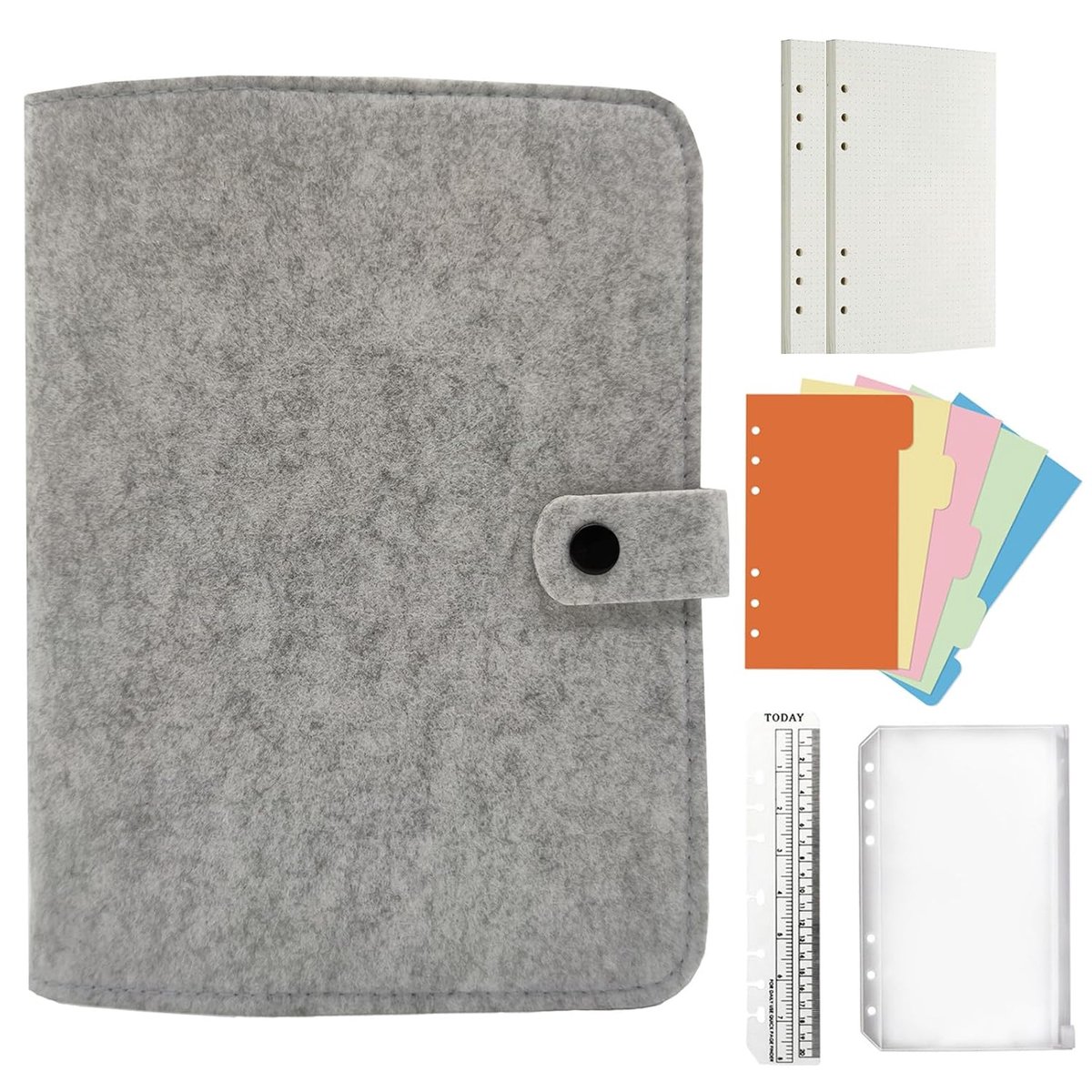 Notebook A5/A6 - Vilt Ringband - 90 Dotted Bladen - Ideaal voor Reizen of School - ShopVlot