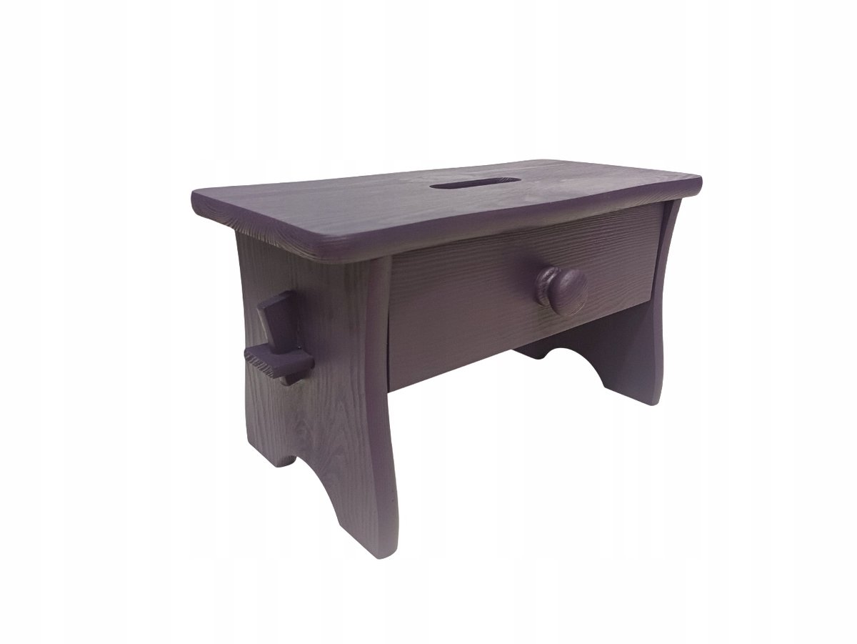 Hoge Paarse Kruk met Lade - Hout - 26 cm