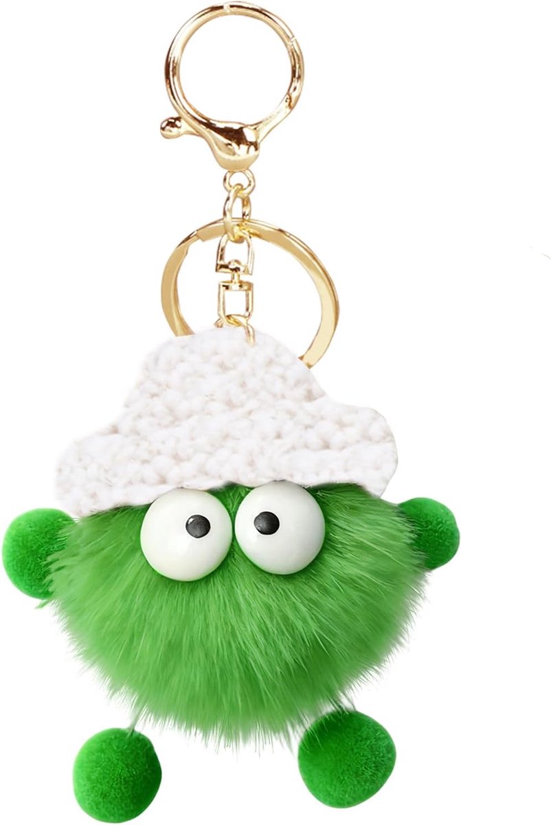 Pompon sleutelhanger, pluche, schattige sleutelhanger, schattig, sleutelhanger, schattig, voor tas, auto, rugzak