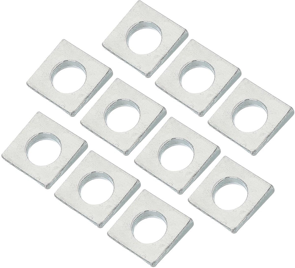 Vierkante sluitringen, afgeschuind, 20 stuks, dikte 2 tot 4,7 mm, koolstofstaal, verzinkt, voor nivellering en bevestiging, wit
