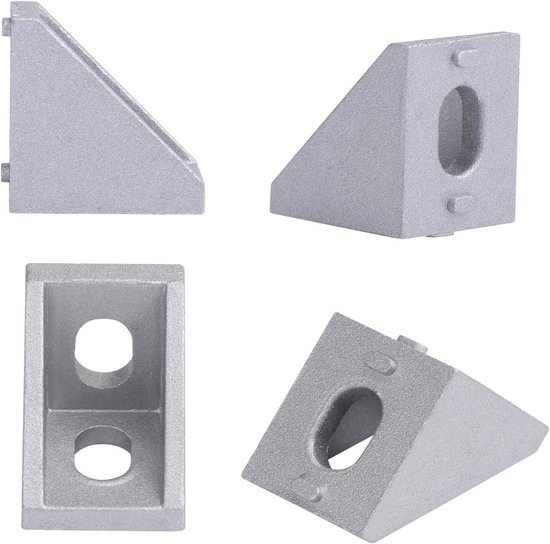 Hoekverbindingen voor aluminiumprofielen, set van 20, 28 mm, met schroeven, voor 20 x 20 serie, 6 mm groef (zilver, 30 stuks x 2028) — afbeelding 3